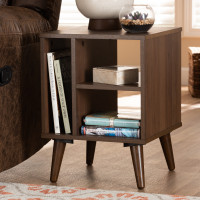 Baxton Studio ET8001-Columbia Walnut-ET Sami Mid-Century Modern Walnut Finished Wood End Table